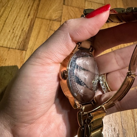 ROSE GOLD PAVE BEZEL TRIPLE SUBDIAL WATCH IN GOLD STAINLESS STEEL - Picture 8 of 9